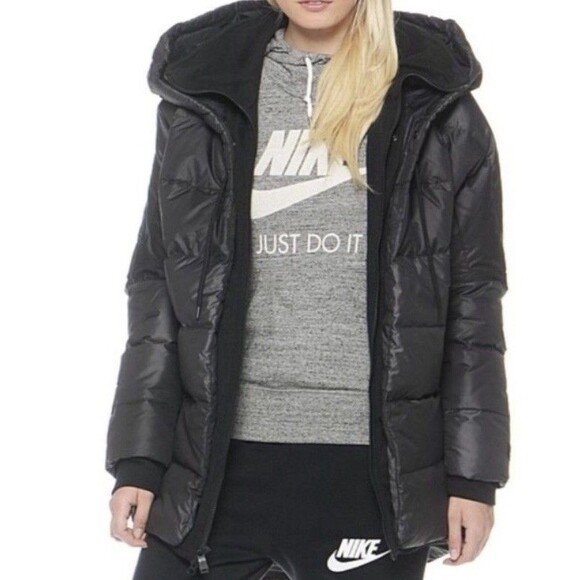 Nike Women XL Uptown 550 Down Cocoon Jacket Charcoal Black Oversize 683928 $320 - Picture 3 of 12
